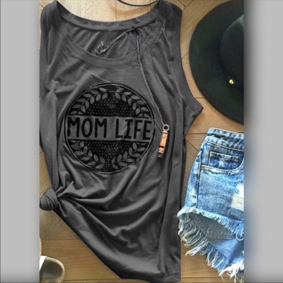 Tops - Charcoal Gray Mom Life Tank